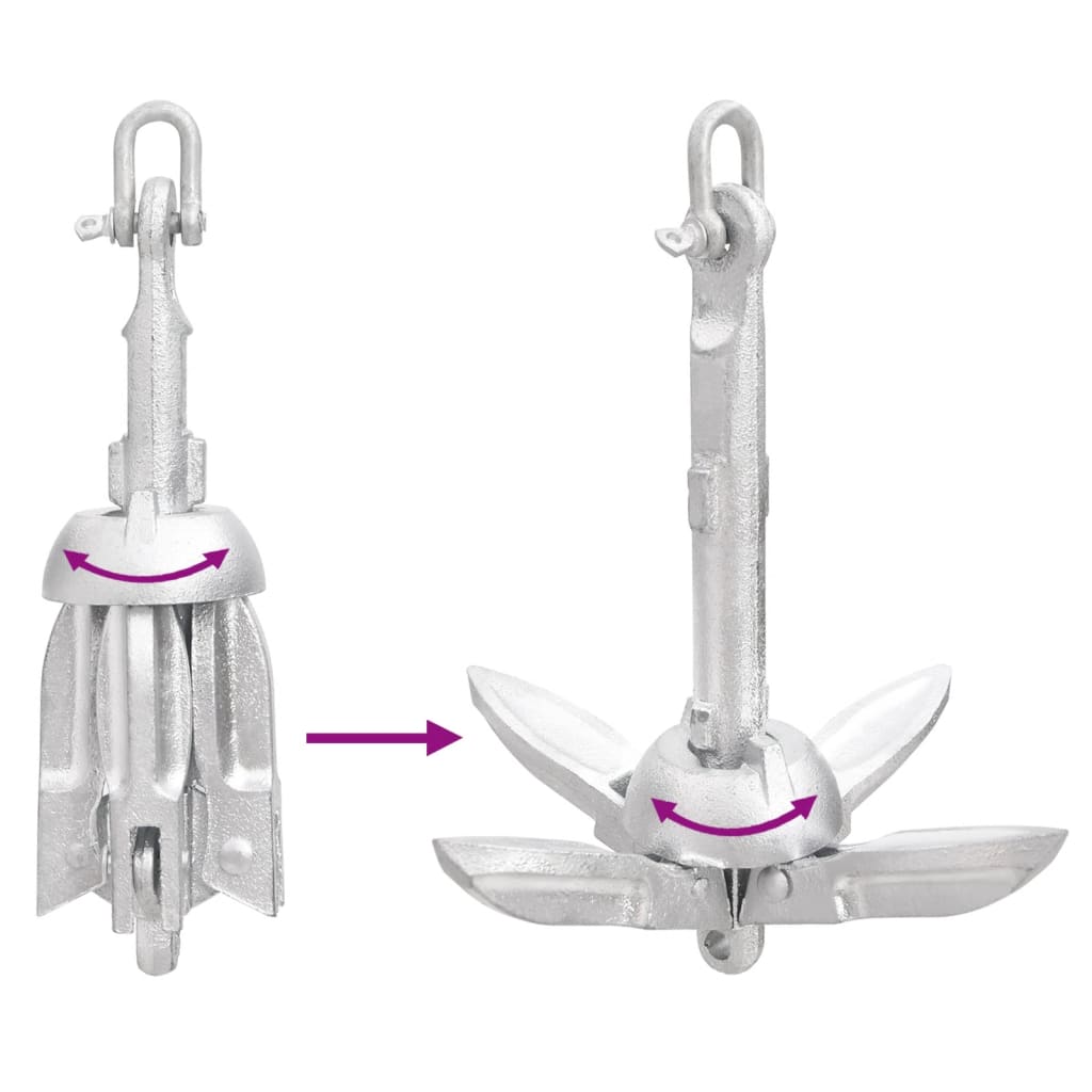 Folding Anchor with Rope Silver 0.7 kg Hot Dip