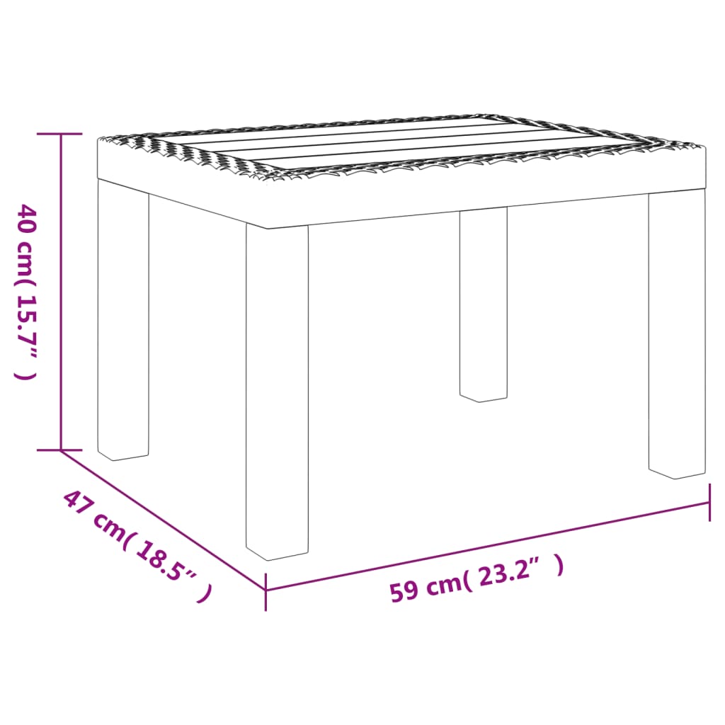 Garden Table White 59x47x40 cm PP