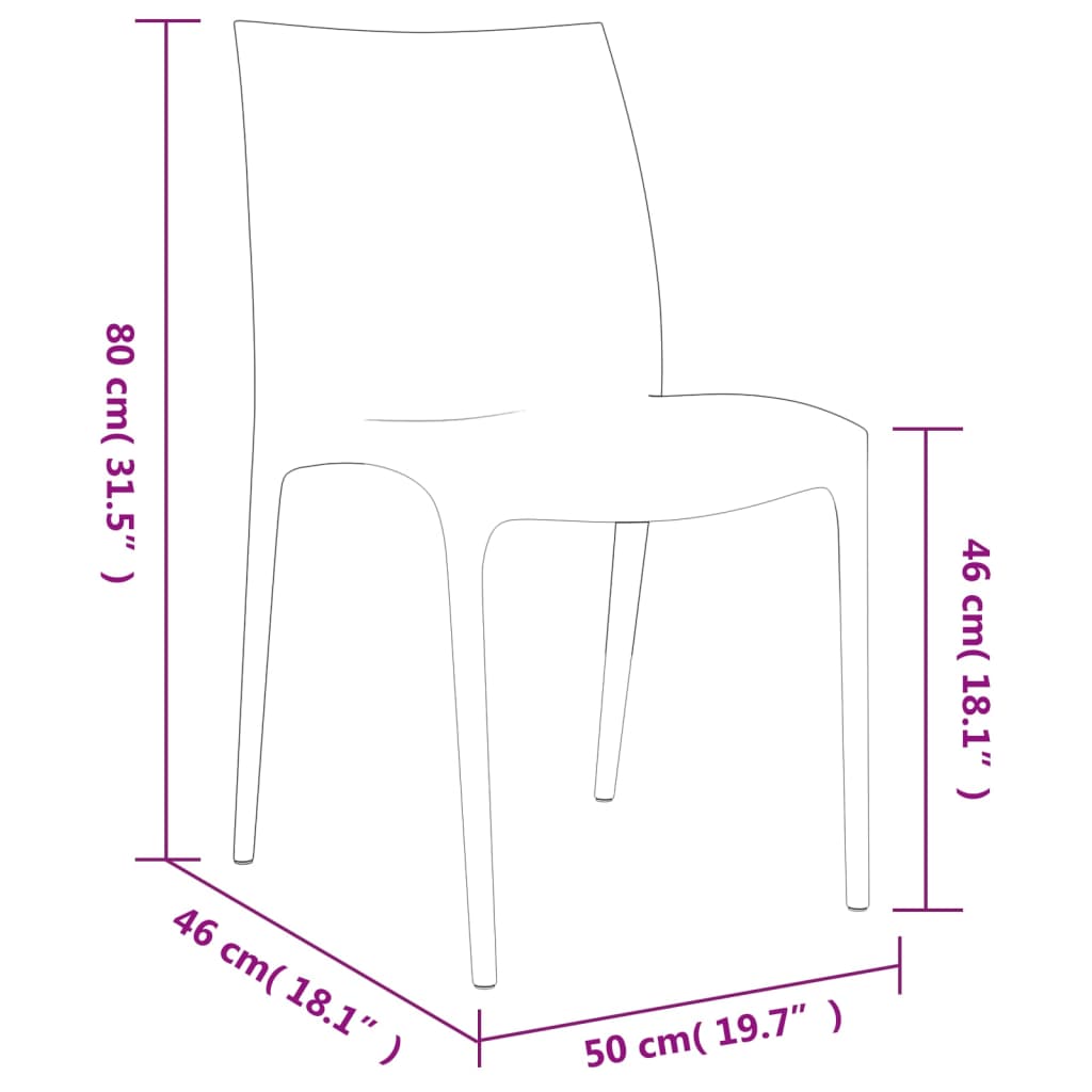 Garden Chair | Set of 2 | White | Polypropylene | Medium | Stackable
