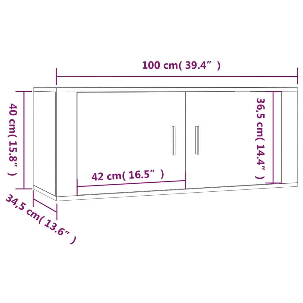 3 Piece Wall-mounted TV Cabinet Set Smoked Oak 100x34,5x40 cm