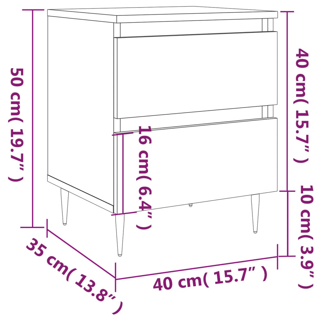 Bedside Cabinet Concrete Grey 40x35x50 cm Engineered Wood