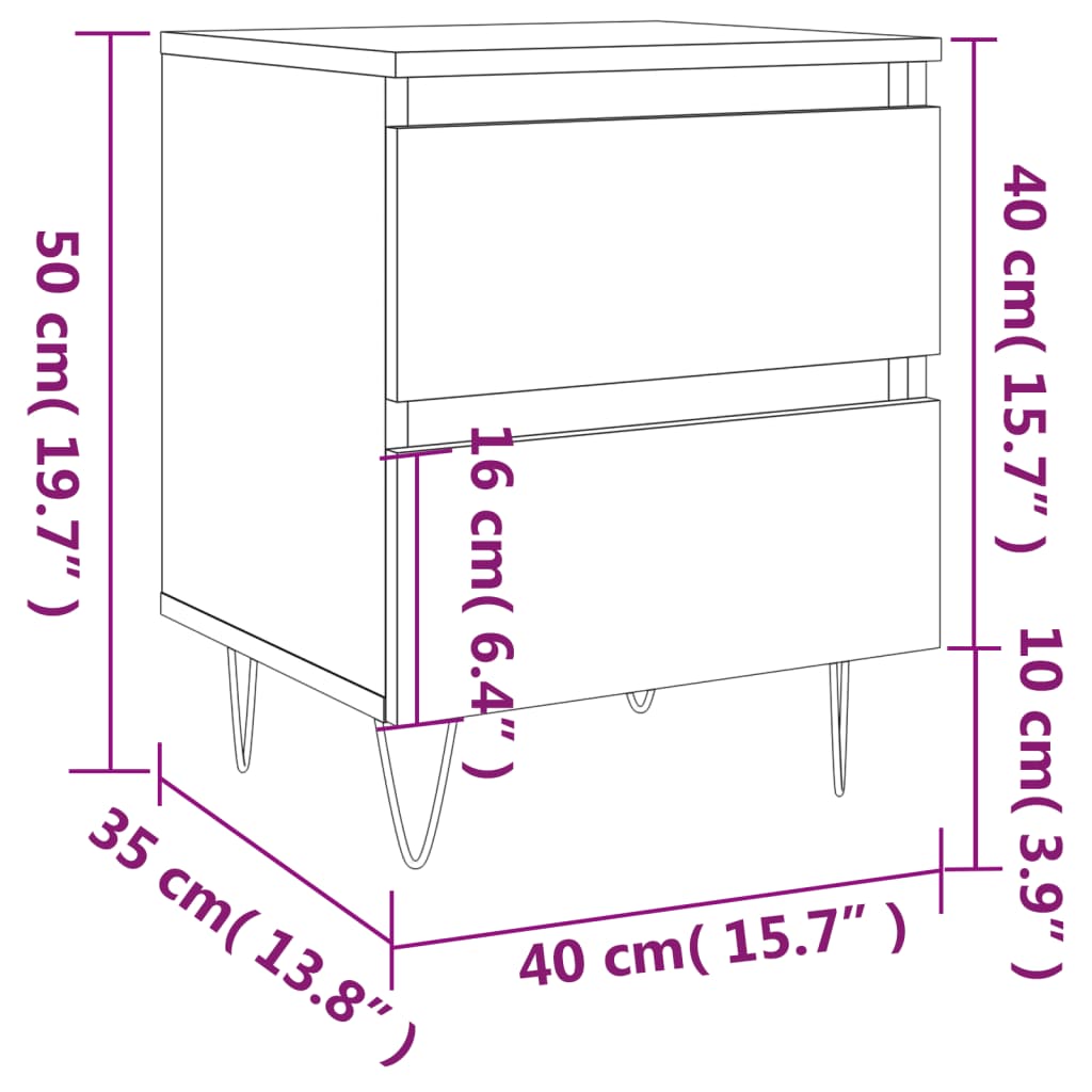 Bedside Cabinets 2 pcs Concrete Grey 40x35x50cm Engineered Wood