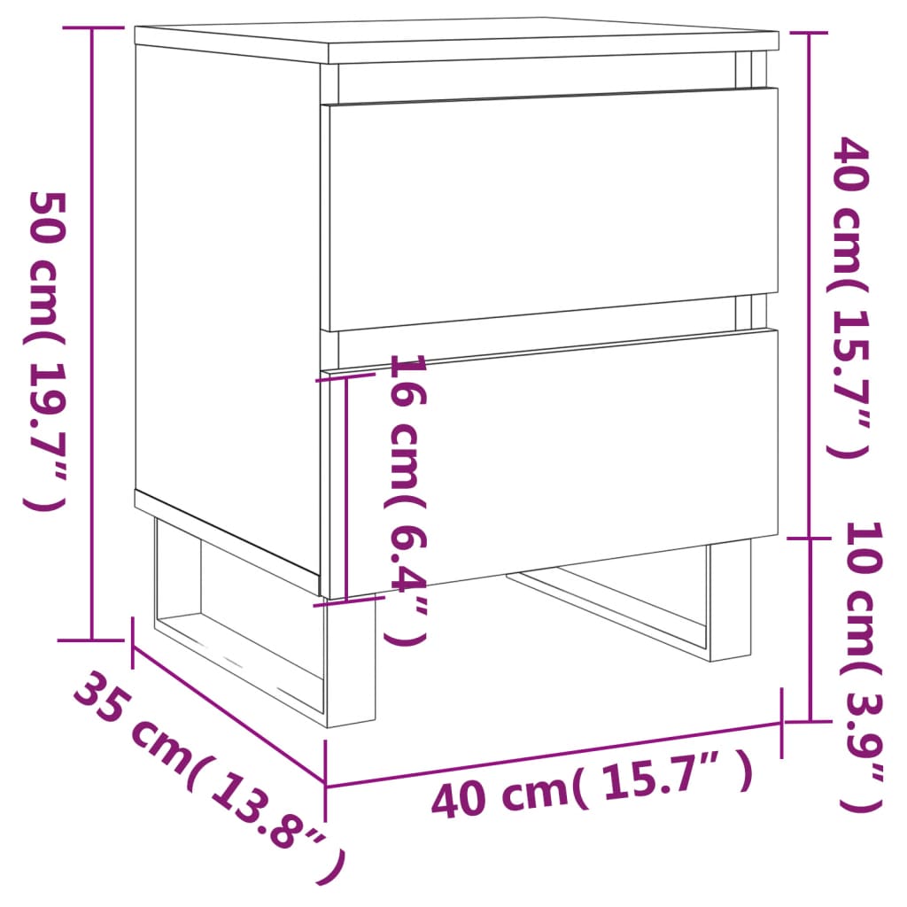 Bedside Cabinet Sonoma Oak 40x35x50 cm Engineered Wood