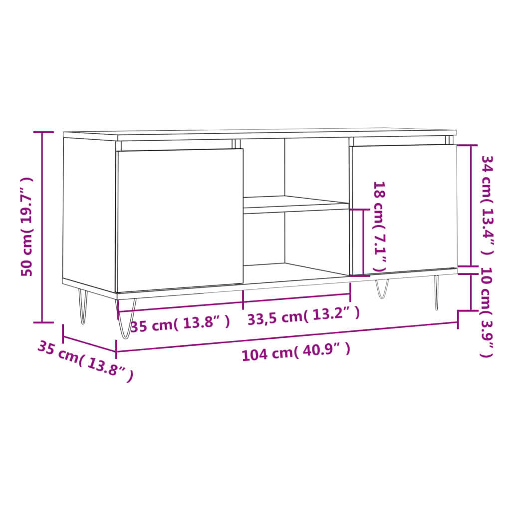 TV Cabinet Sonoma Oak 104x35x50 cm Engineered Wood