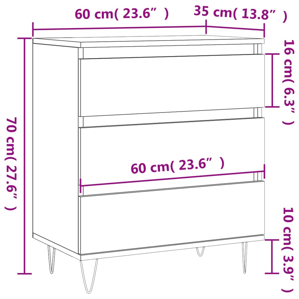 Sideboard Concrete Grey 60x35x70 cm Engineered Wood
