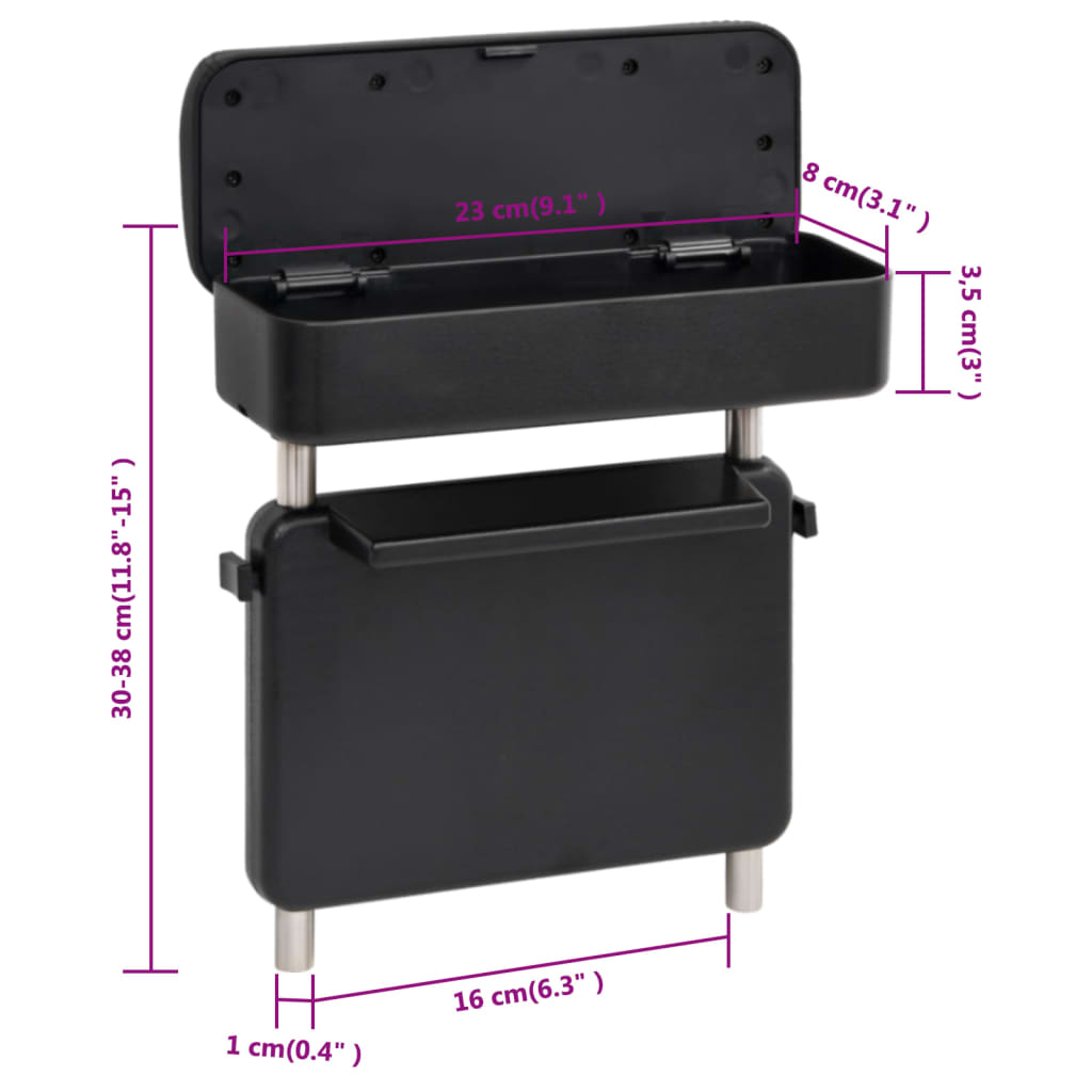 Car Armrest Universal Black 23x8x(30-38) cm ABS