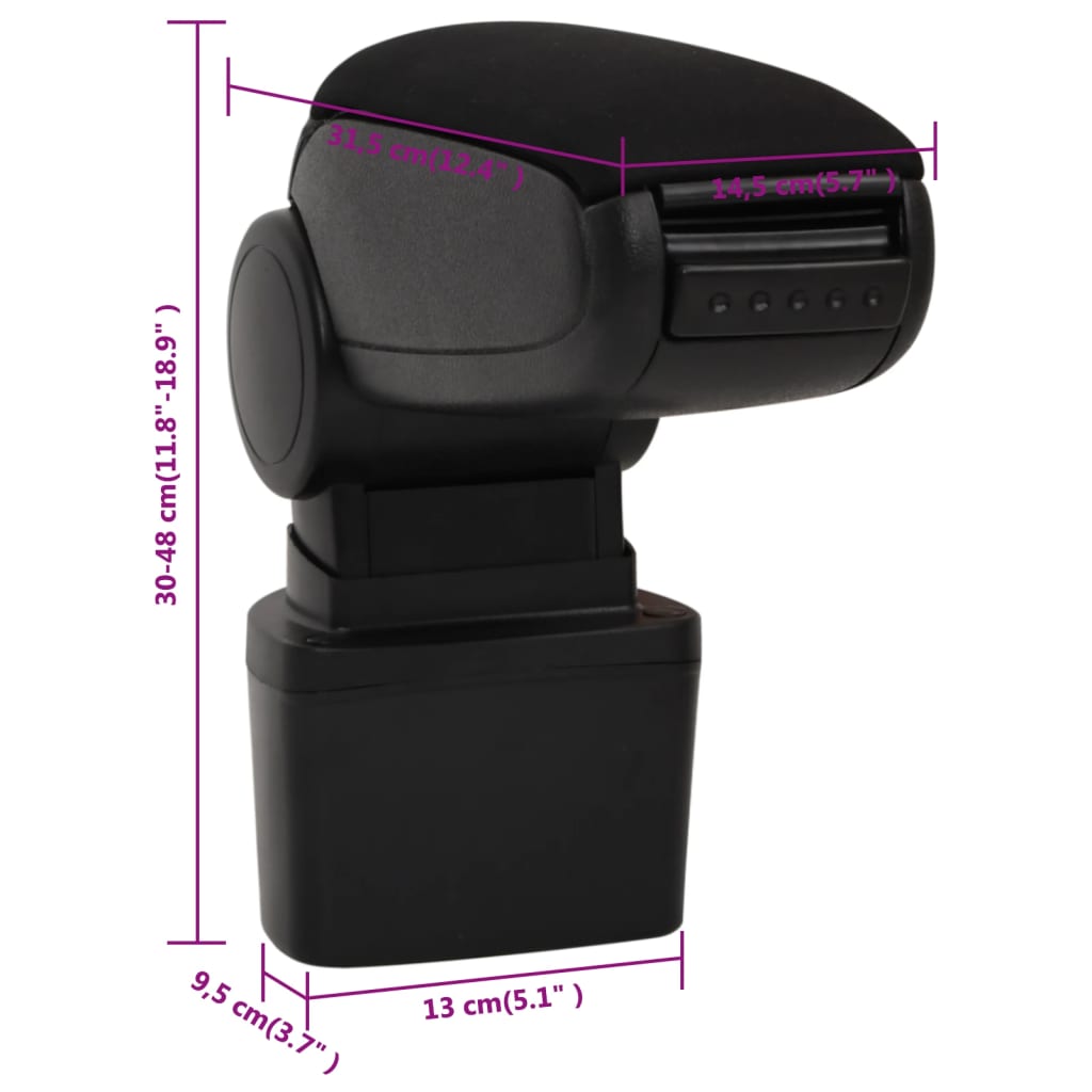 Car Armrest for NISSAN JUKE (after 2010) Black 14.5x31.5x(30-48) cm ABS