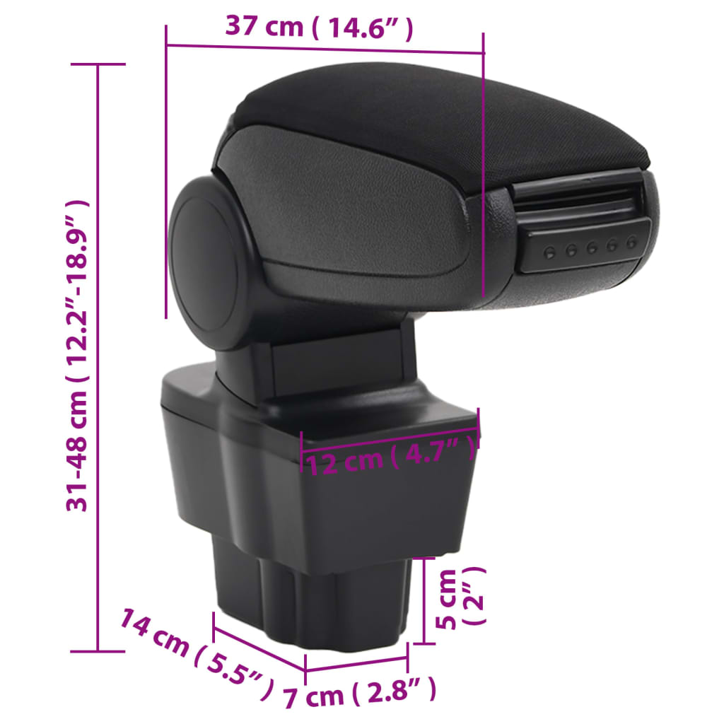 Car Armrest for OPEL CORSA D (2007-2014) Black 12x37x(31-48) cm ABS