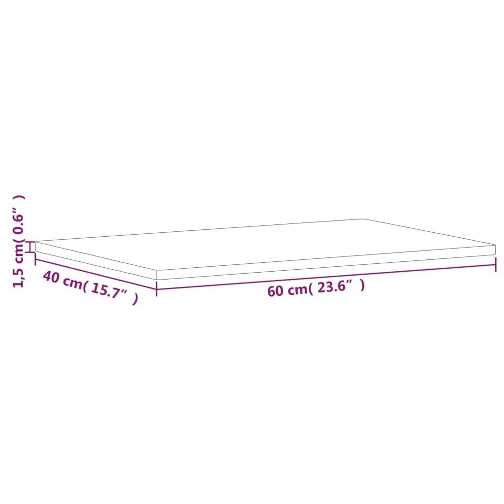 Table Top 60x40x1,5 cm Rectangular Solid Wood Beech