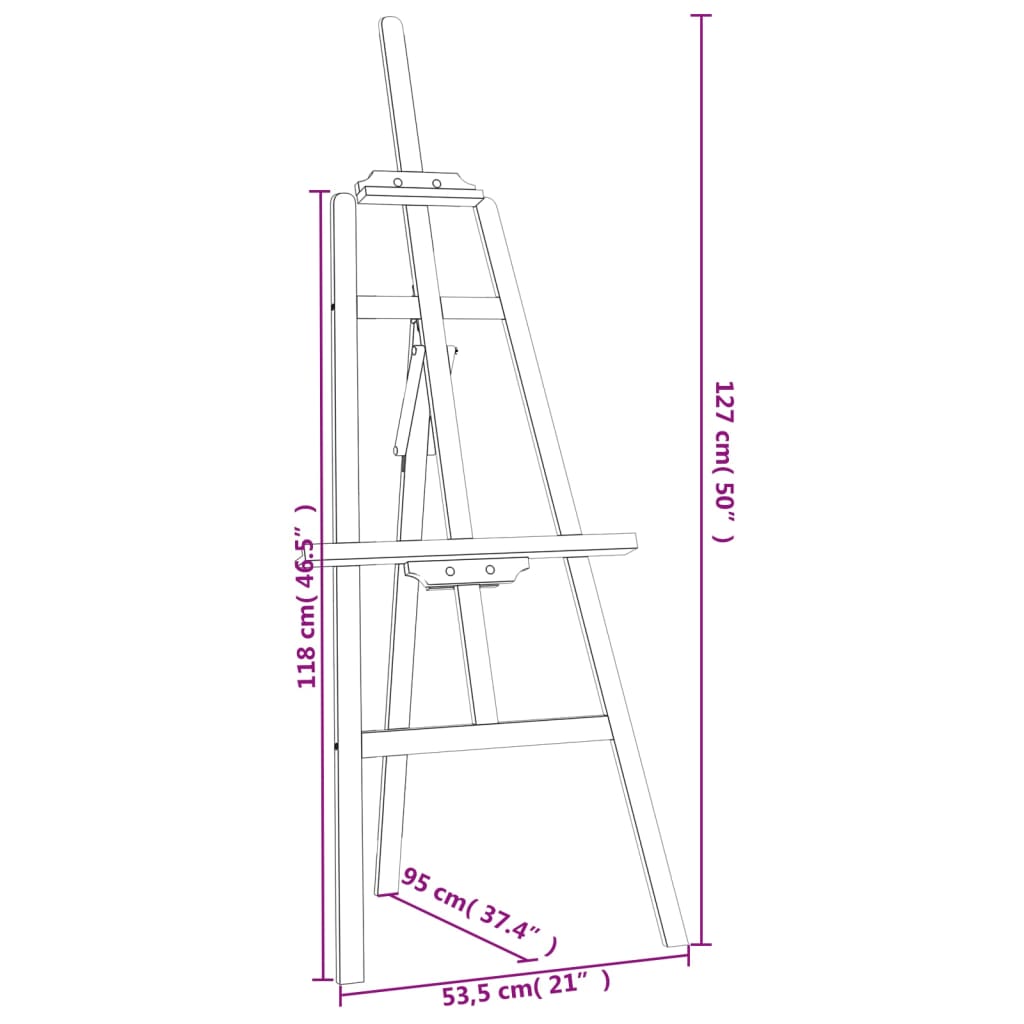 Easel Stand Black 53,5x95x127 cm Solid Wood Pine