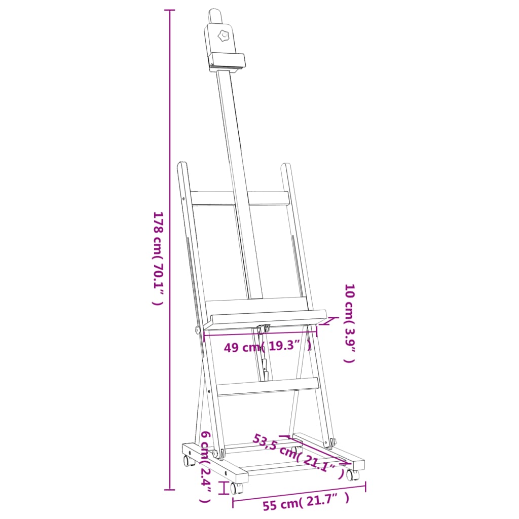 Easel Stand 55x53,5x178 cm Solid Beech Wood