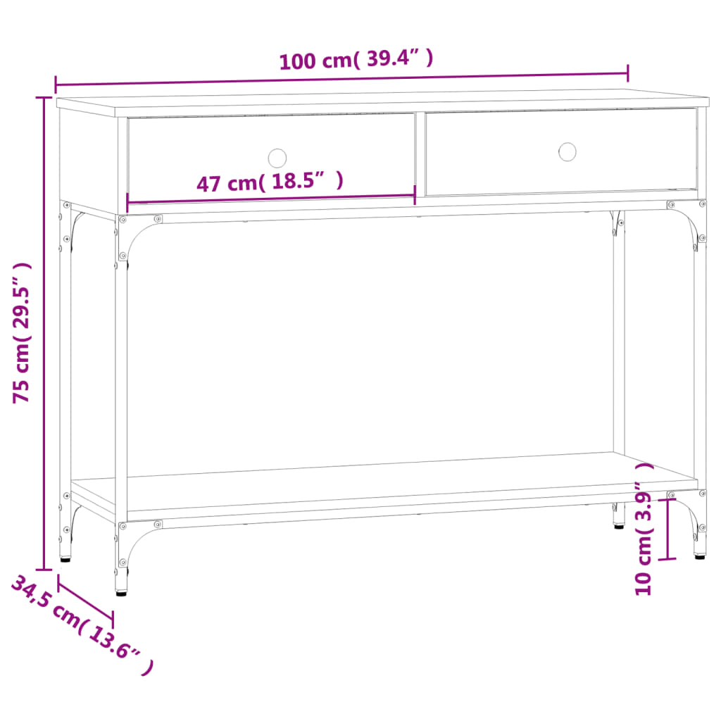 Console Table Smoked Oak 100x34,5x75 cm Engineered Wood