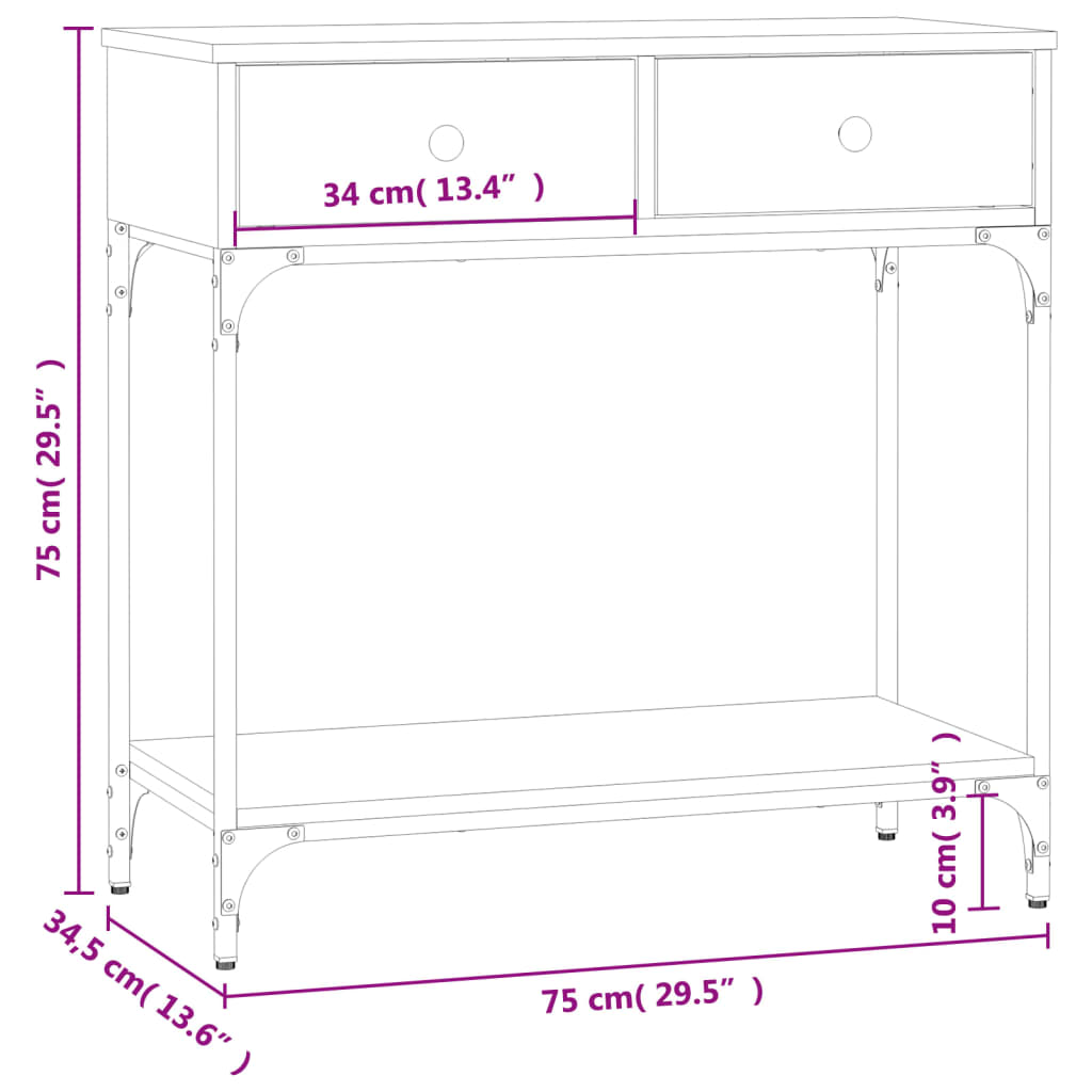 Console Table Smoked Oak 75x34,5x75 cm Engineered Wood