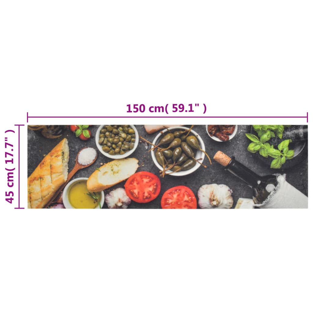 Kitchen Rug Washable Wine & Dinner 45x150 cm Velvet