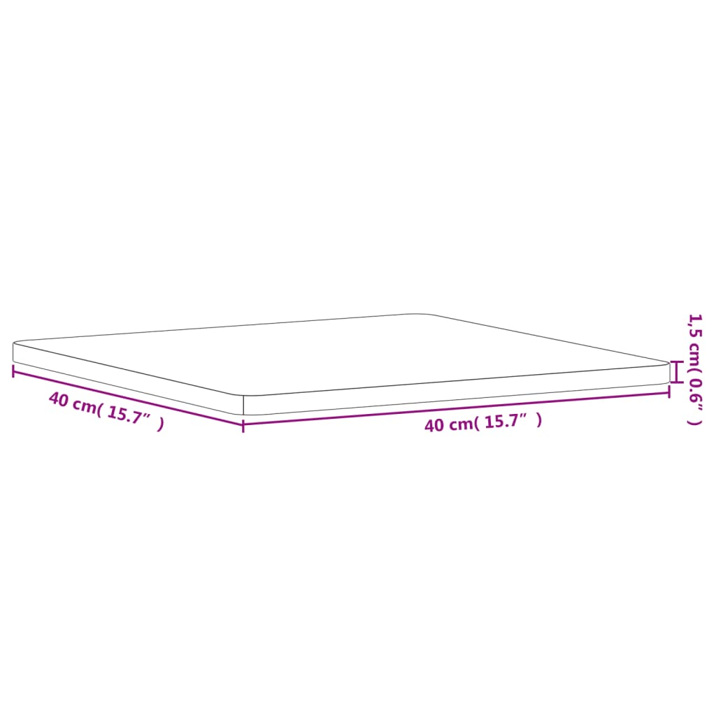 Table Top 40x40x1,5 cm Square Solid Wood Beech