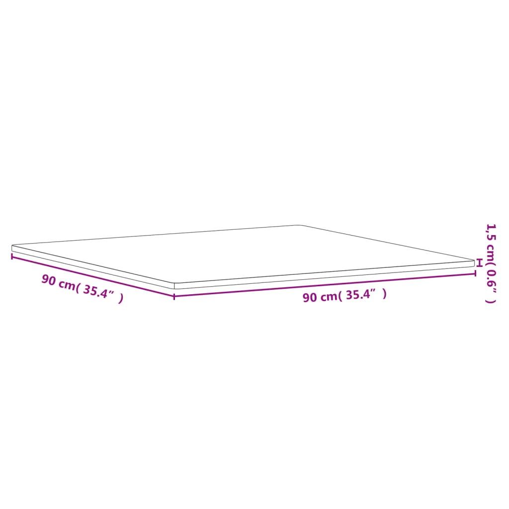 Table Top 90x90x1,5 cm Square Solid Wood Beech
