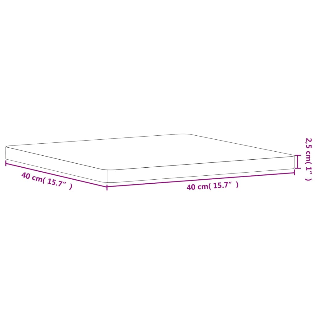 Table Top 40x40x2,5 cm Square Solid Wood Beech