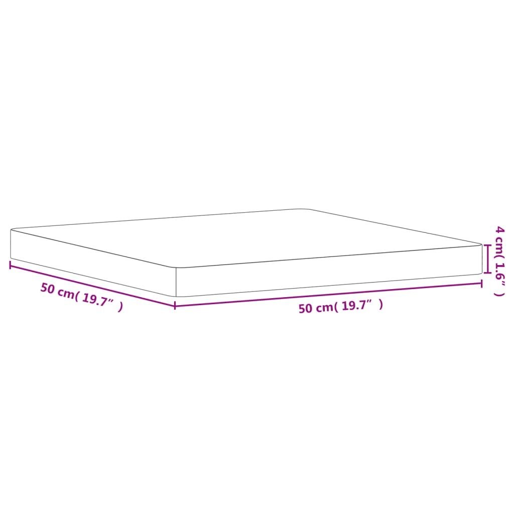 Table Top 50x50x4 cm Square Solid Wood Beech
