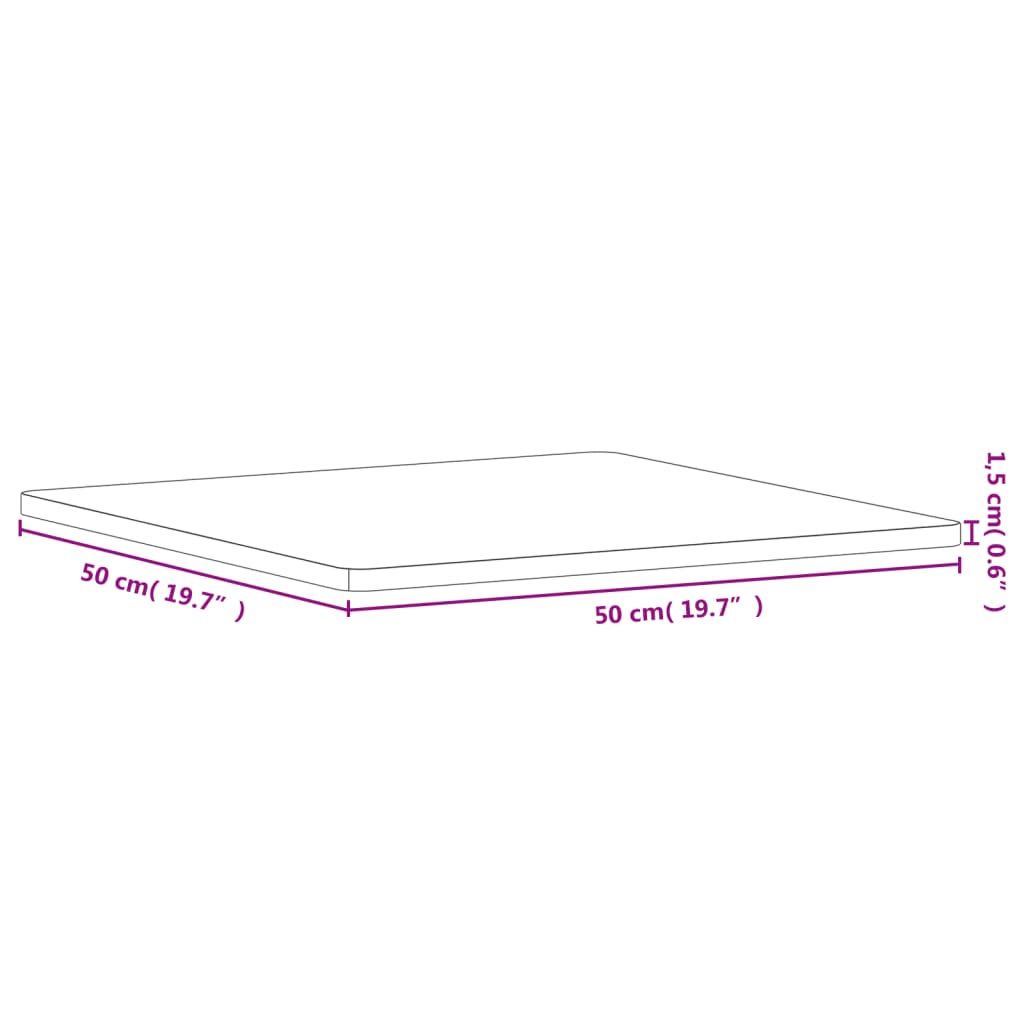 Table Top 50x50x1,5 cm Square Solid Wood Beech
