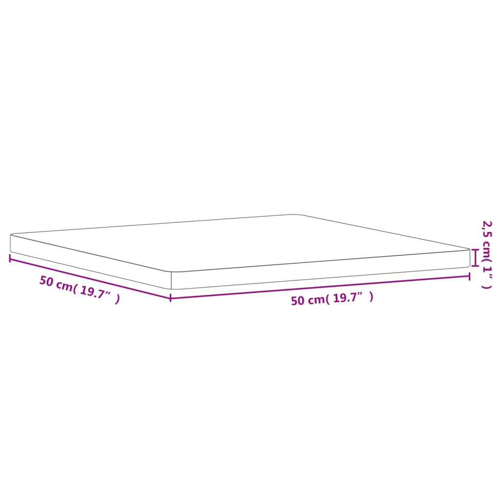 Table Top 50x50x2,5 cm Square Solid Wood Beech