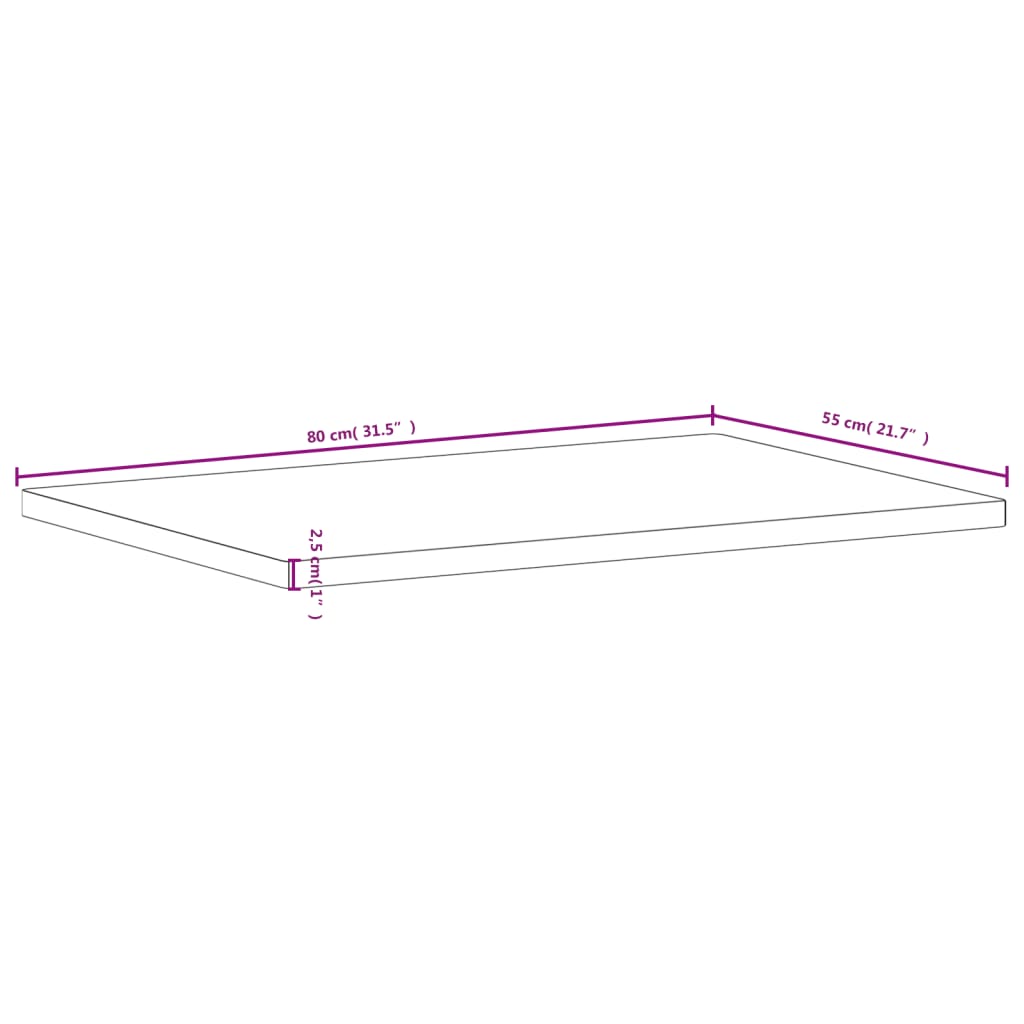Desk Top 80x55x2,5 cm Solid Wood Beech