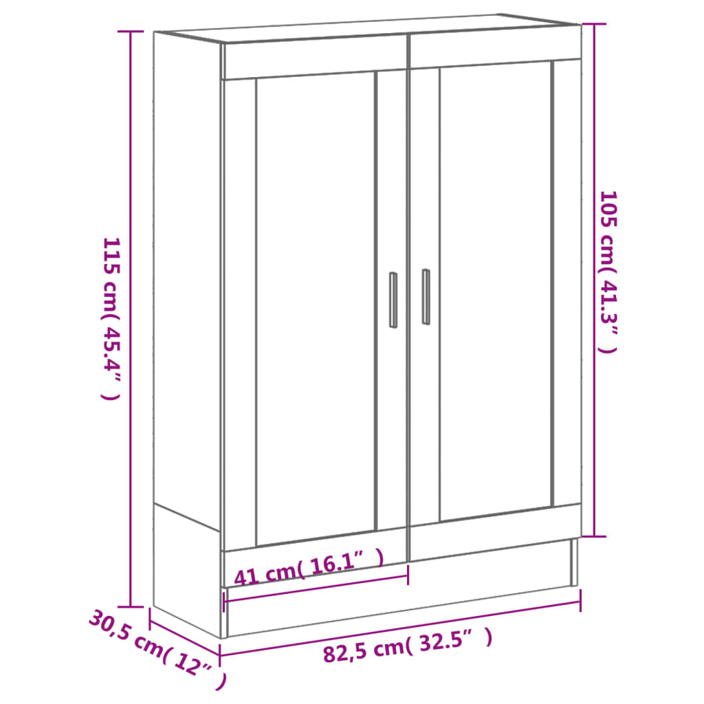 Book Cabinet Grey Sonoma 82,5x30,5x115 cm Engineered Wood