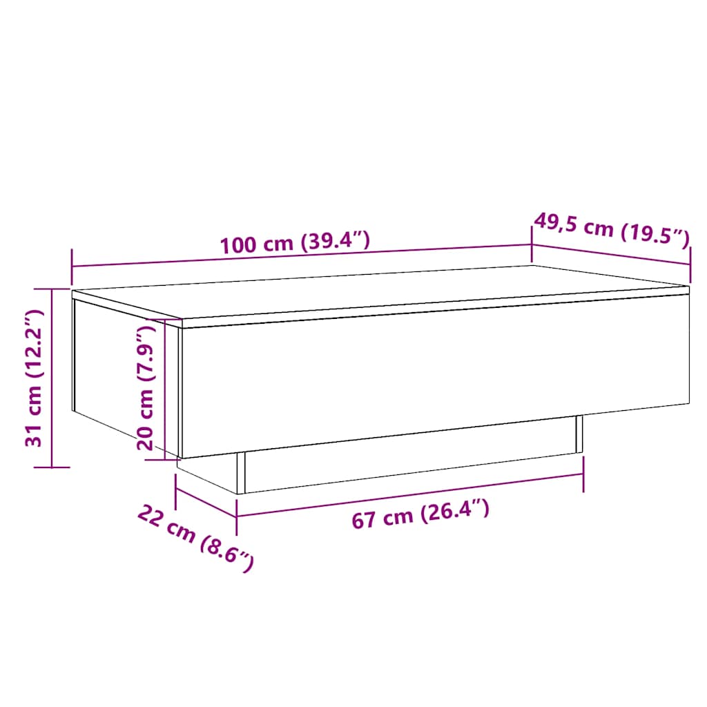 Coffee Table White 100x49,5x31 cm Engineered Wood