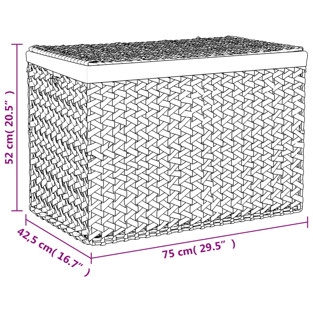 Laundry Basket with 3 Sections 75x42,5x52 cm Water Hyacinth