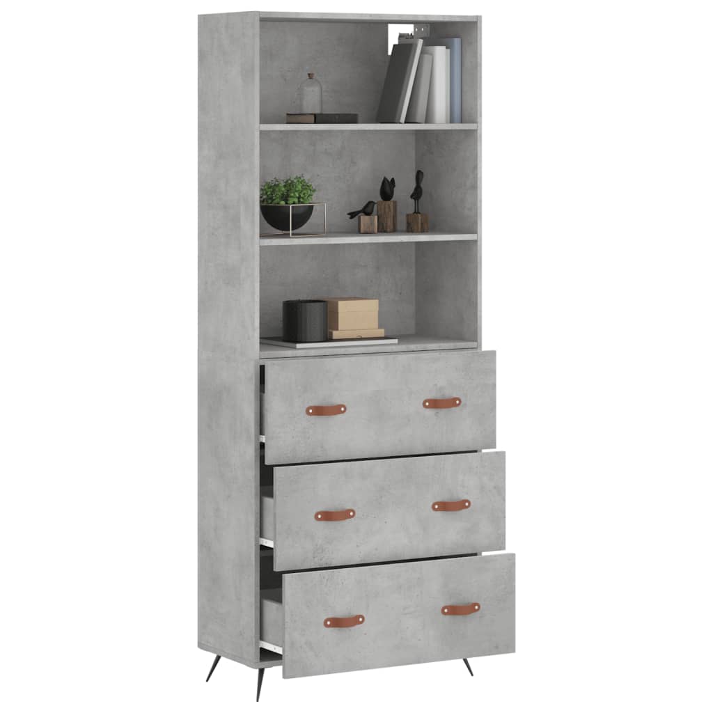 Highboard Concrete Grey 69,5x34x180 cm Engineered Wood