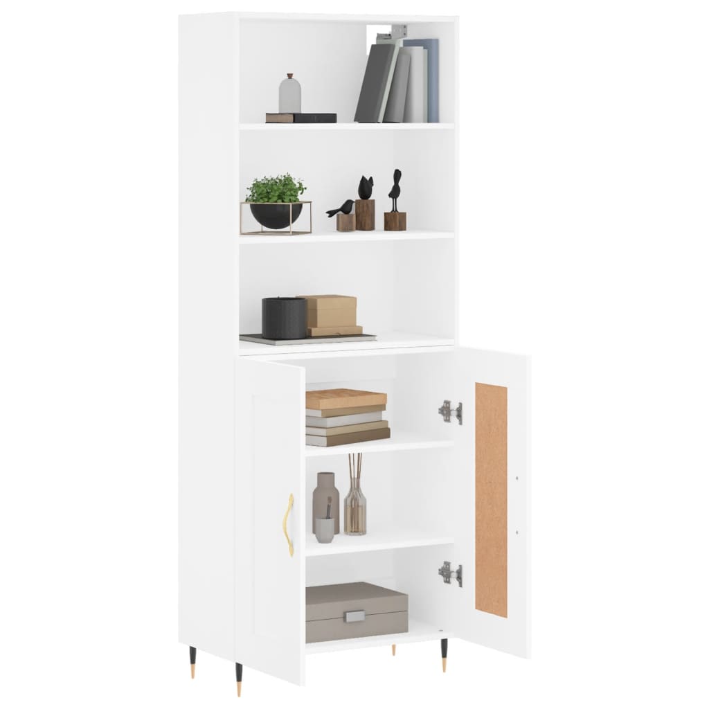 Highboard White 69,5x34x180 cm Engineered Wood