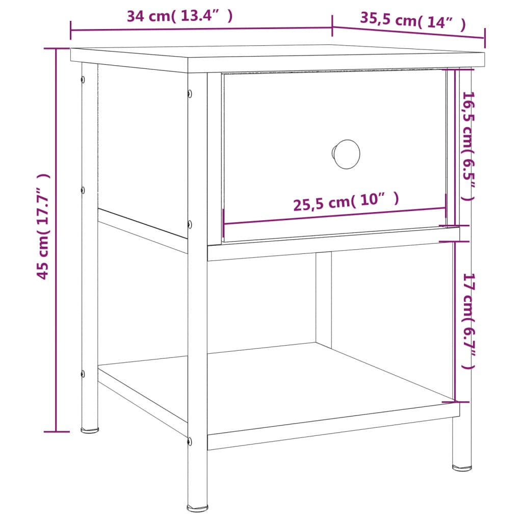 Bedside Table Sonoma Oak 34x35,5x45 cm Engineered Wood