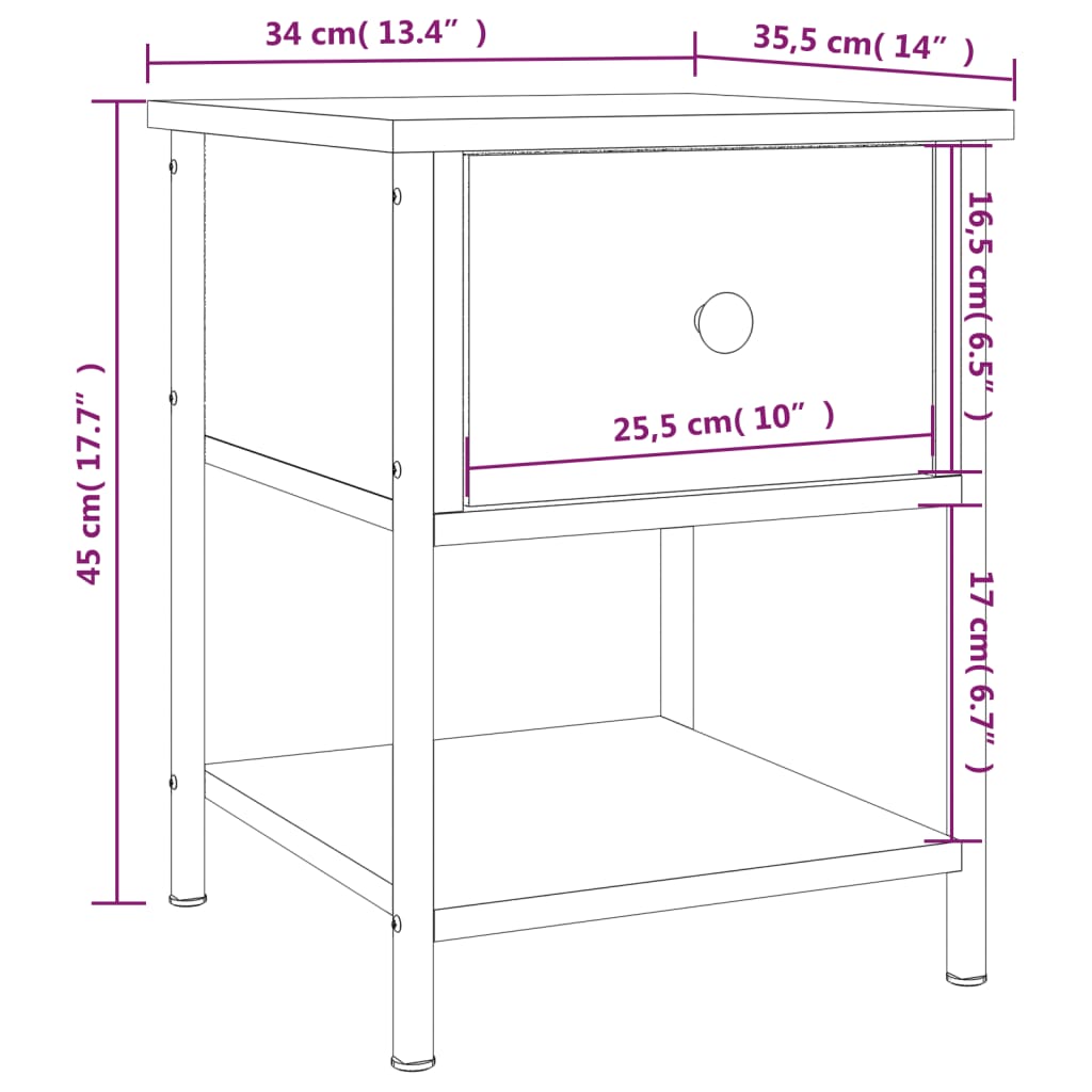 Bedside Table Grey Sonoma 34x35,5x45 cm Engineered Wood