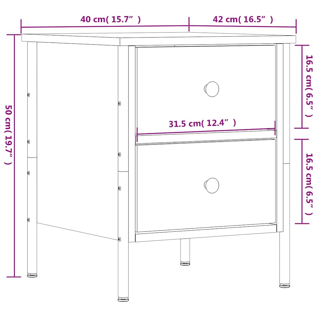 Bedside Cabinets 2 pcs Brown Oak 40x42x50 cm Engineered Wood