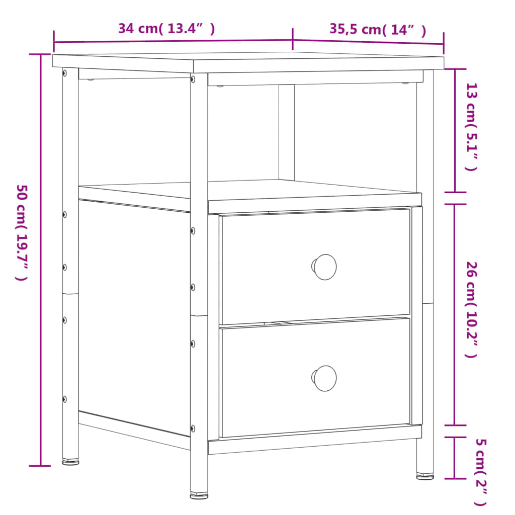 Bedside Cabinet Sonoma Oak 34x35,5x50 cm Engineered Wood