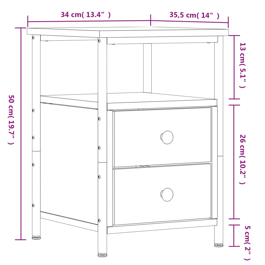 Bedside Cabinet Grey Sonoma 34x35,5x50 cm Engineered Wood