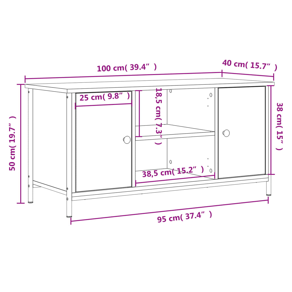 TV Cabinet Sonoma Oak 100x40x50 cm Engineered Wood