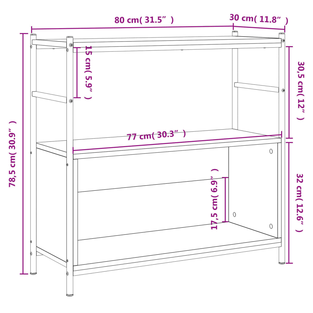Bookshelf Grey Sonoma 80x30x78,5 cm Engineered Wood and Iron