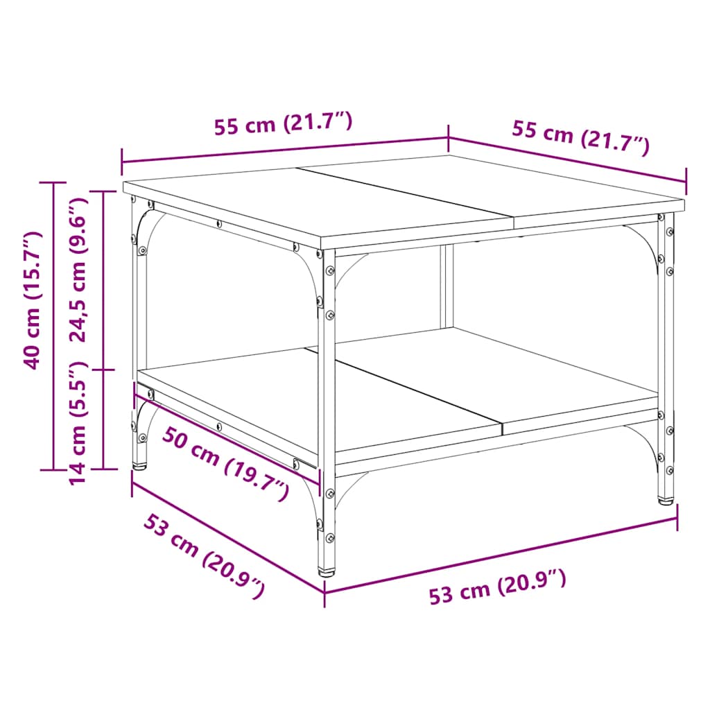 Coffee Table Sonoma Oak 55x55x40 cm Engineered Wood