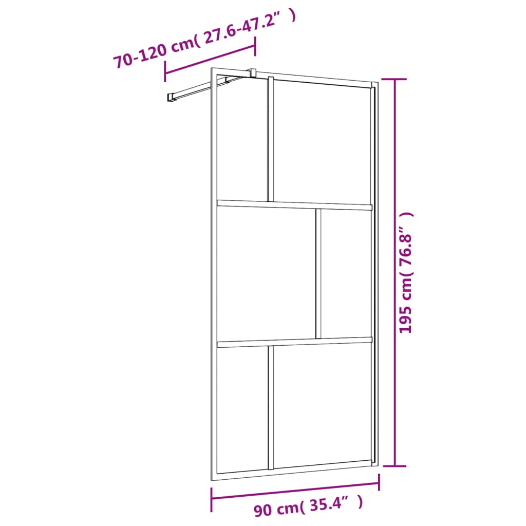 Walk-in Shower Wall with Clear ESG Glass Gold 90x195 cm