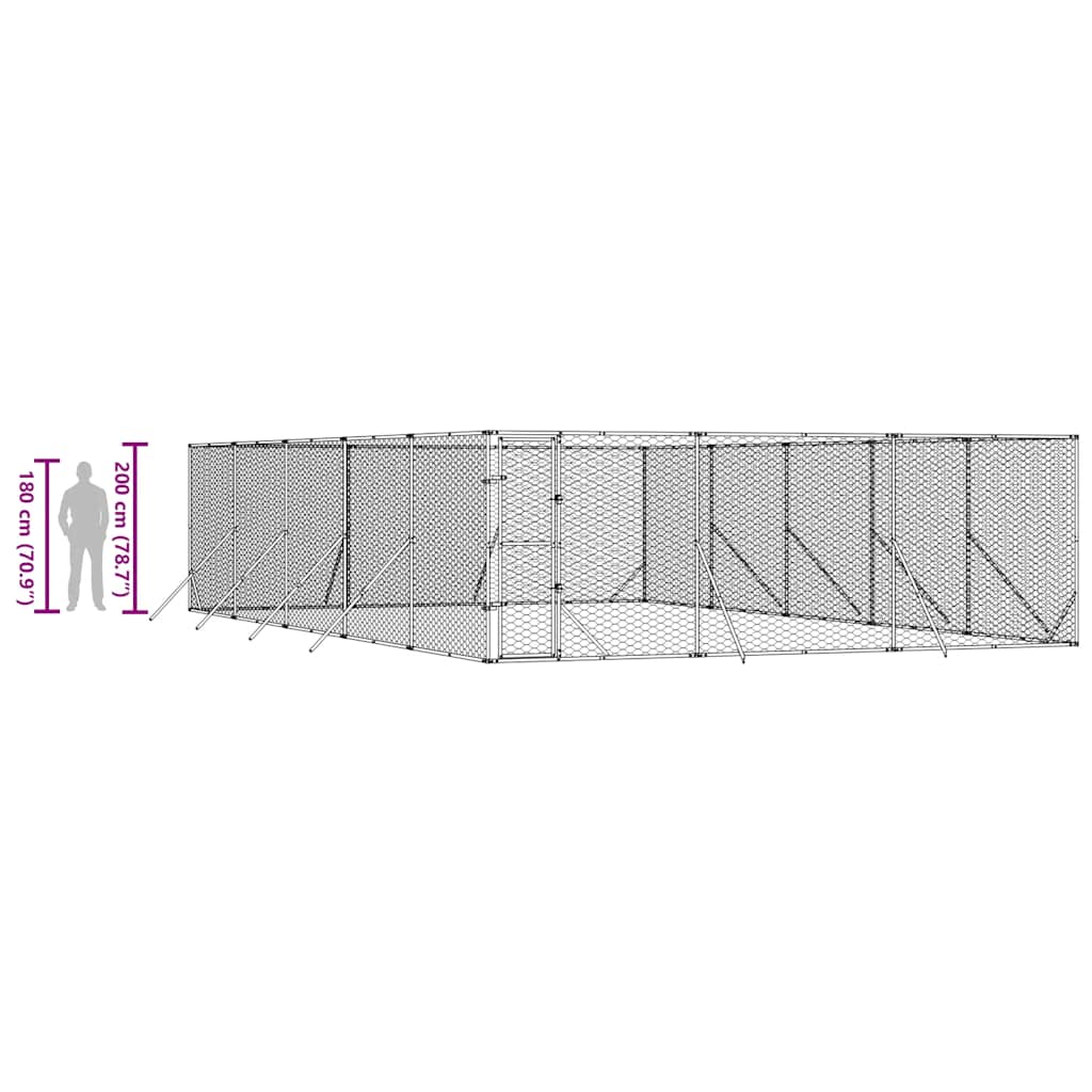 Outdoor Dog Kennel Silver 6x10x2 m Galvanised Steel