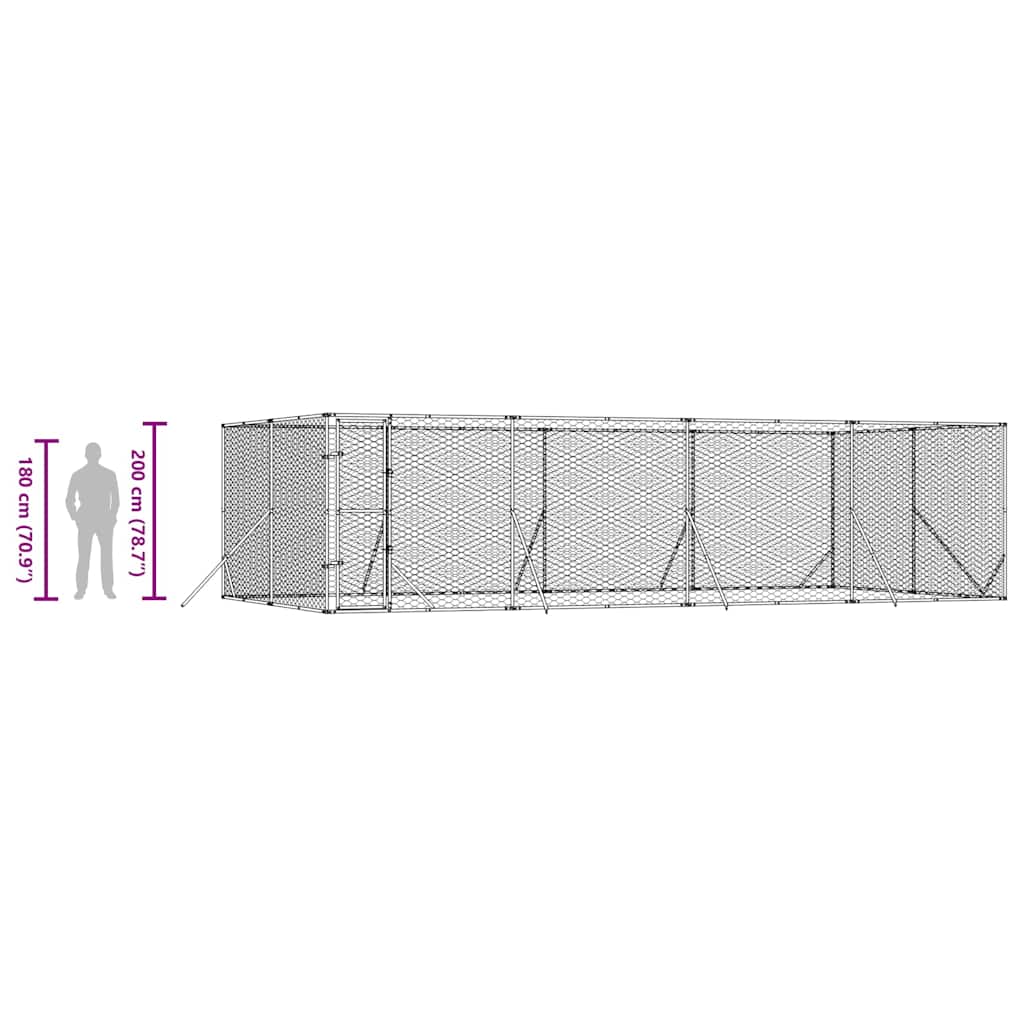Outdoor Dog Kennel Silver 8x4x2 m Galvanised Steel
