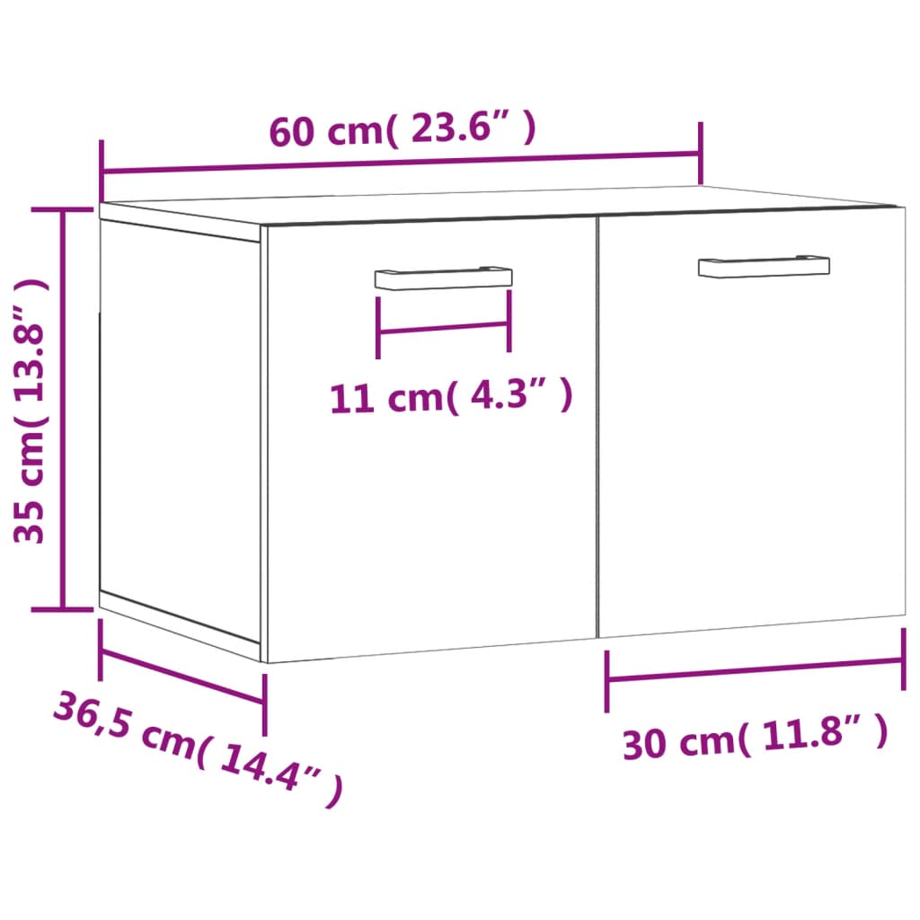 Wall Cabinet Smoked Oak 60x36,5x35 cm Engineered Wood