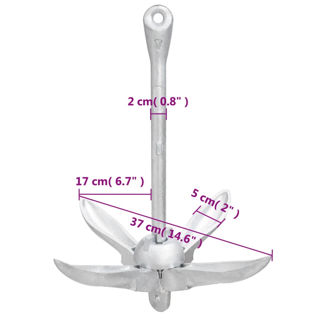 Folding Anchor Silver 3,2 kg Malleable Iron