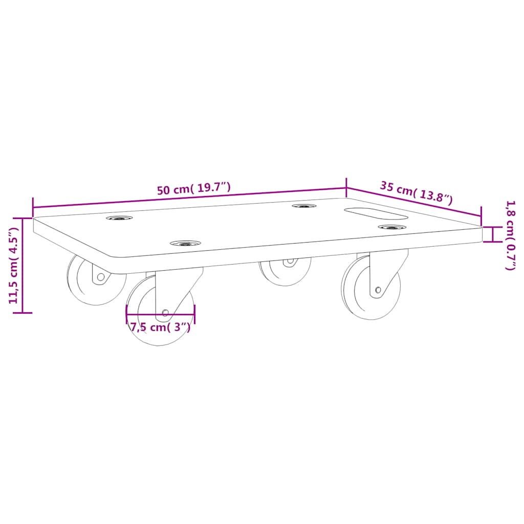 Transport Trolleys 2 pcs Rectangular 50x35x11,5 cm 250 kg