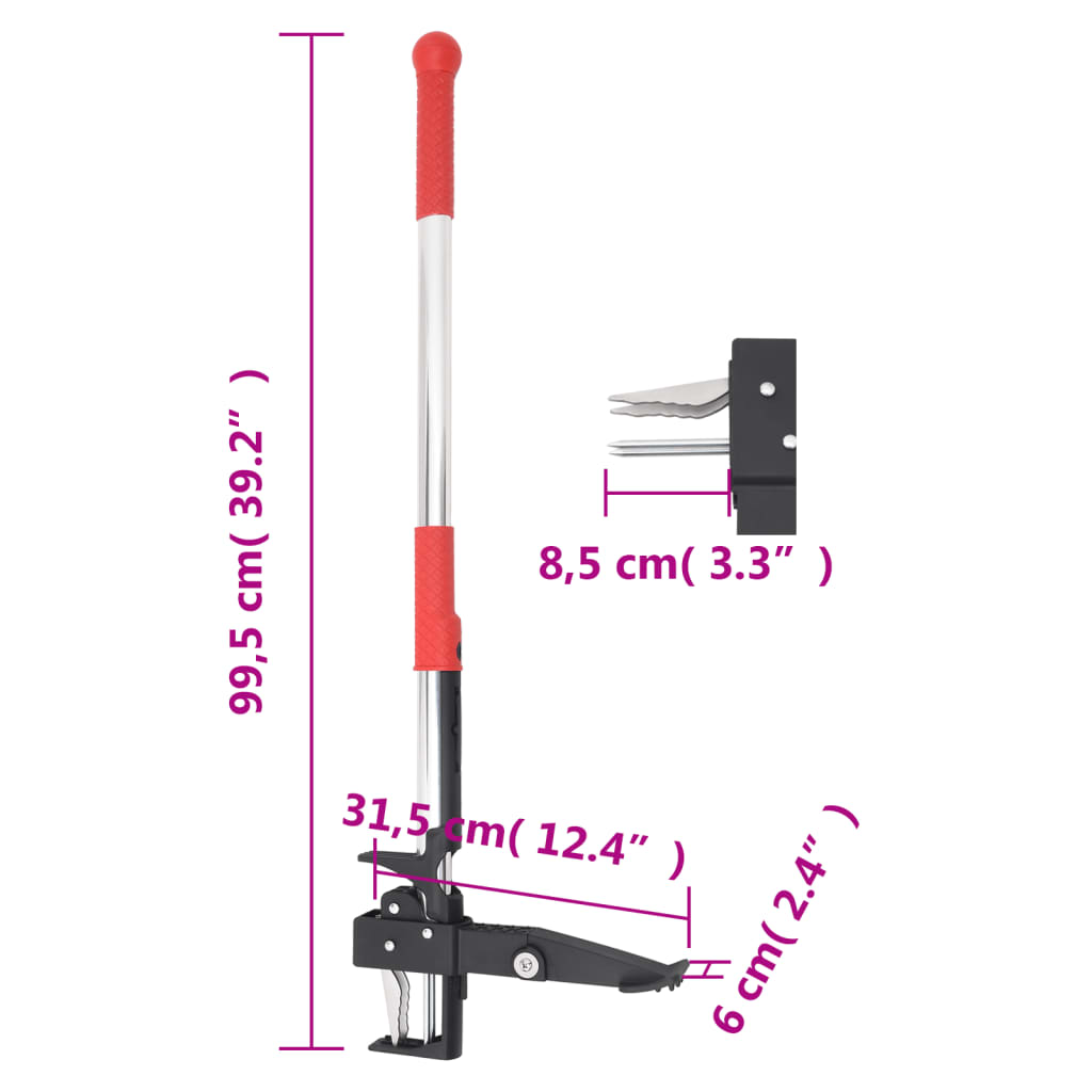 Weed Remover Red and Silver 99,5 cm Anodised Aluminium