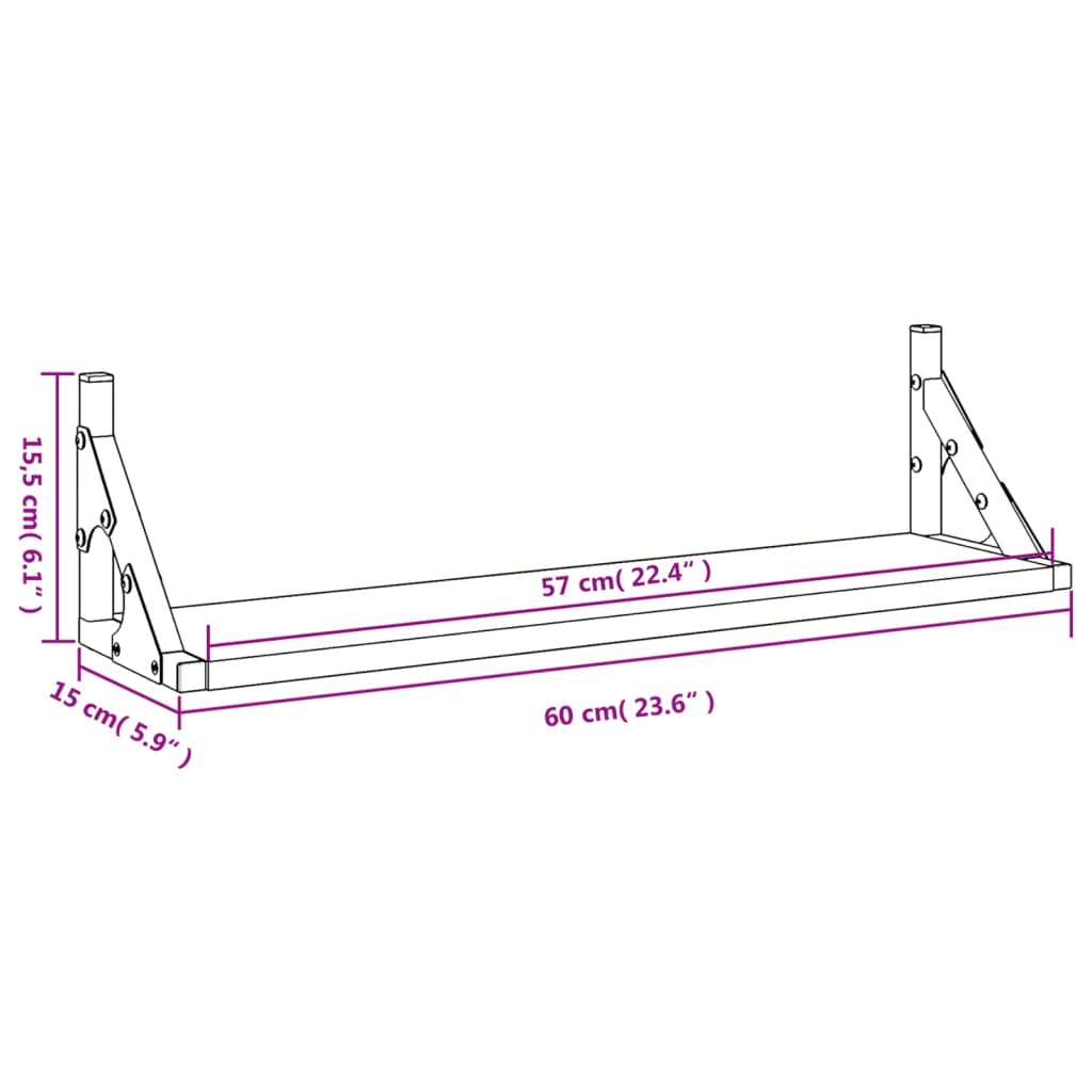 Wall Shelves 2 pcs Grey Sonoma 60x15x15,5 cm
