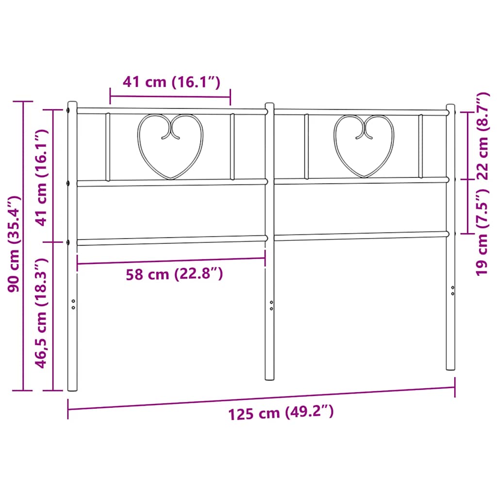 Metal Replace Headboard Black 120 cm