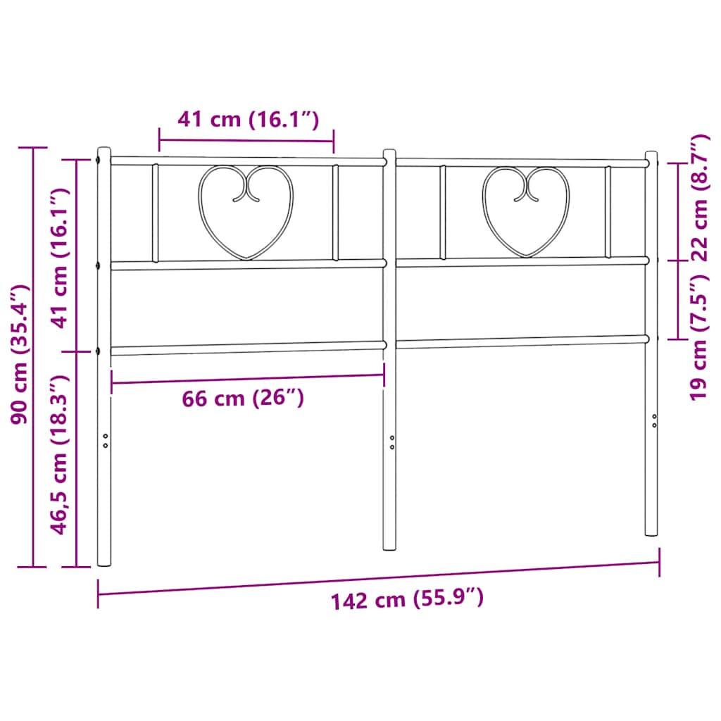 Metal Replace Headboard Black 135 cm