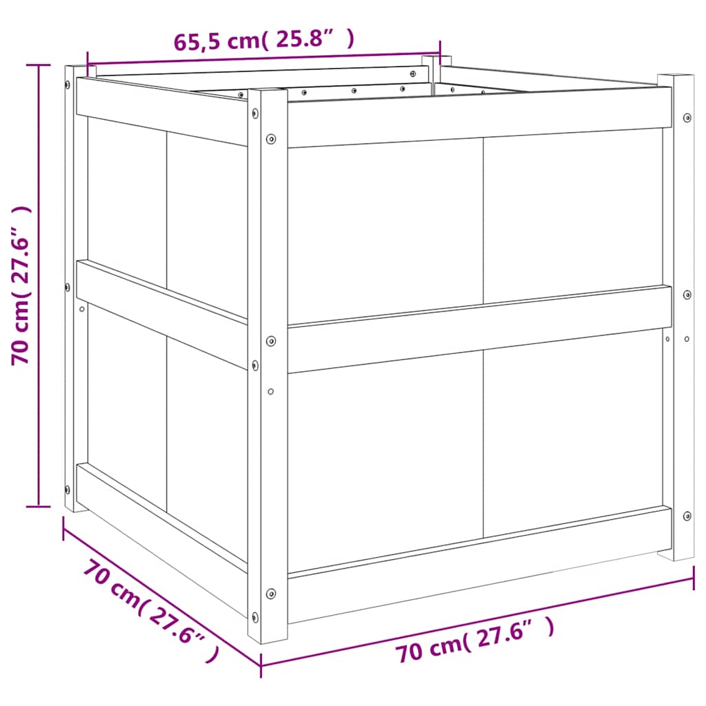 Garden Planter White 70x70x70 cm Solid Wood Pine