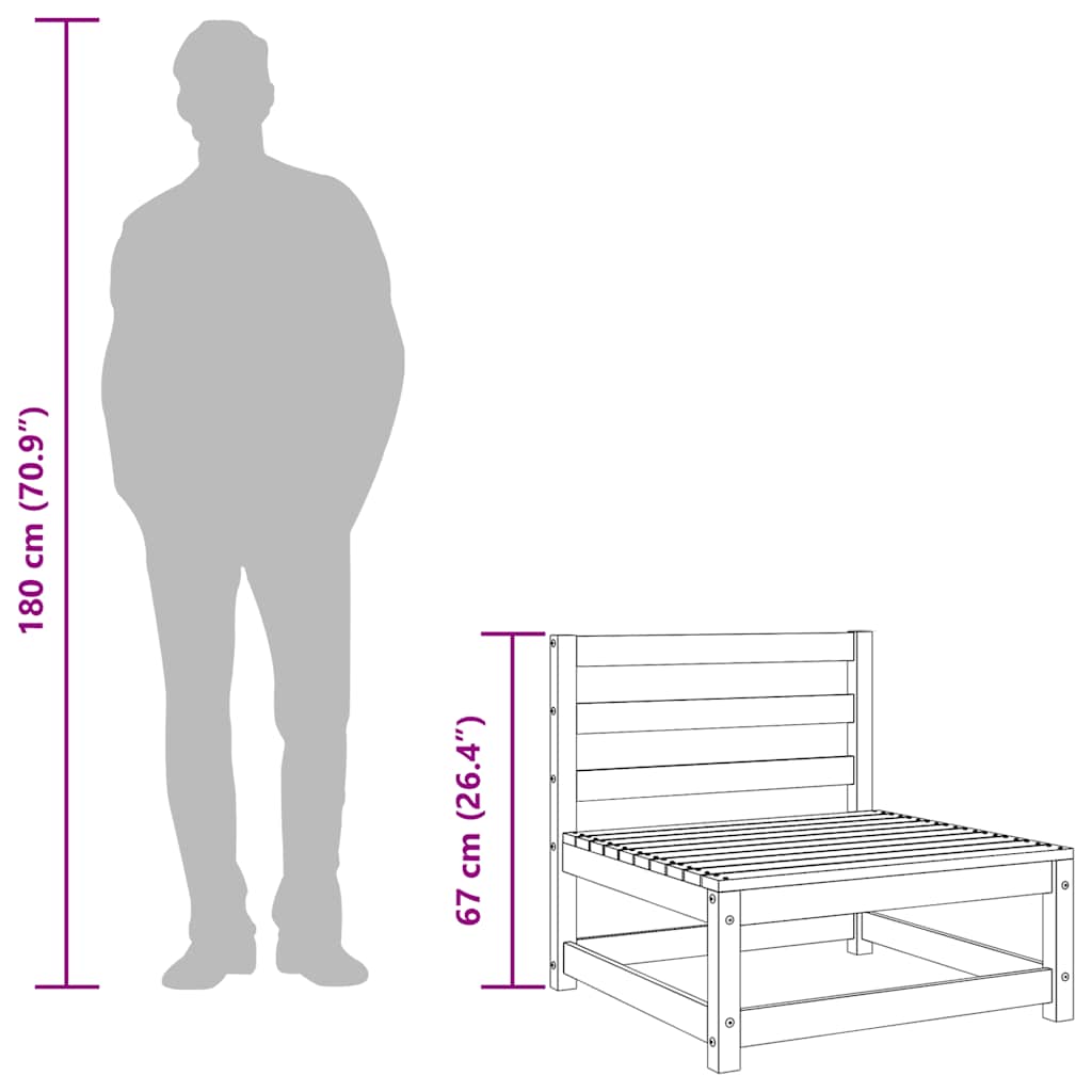 Garden Sofa Armless 70x70x67 cm Solid Wood Pine